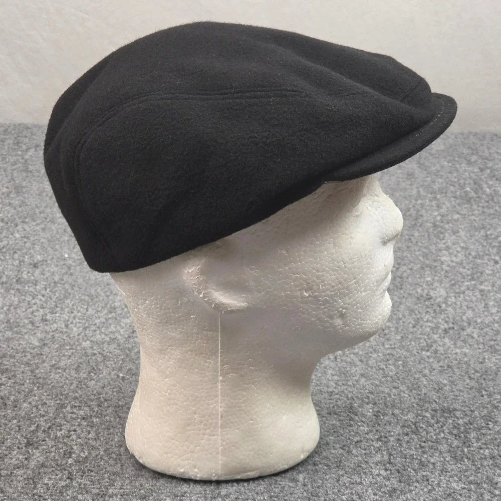 Italian Newsboy Hat 100% Cashmere Mens 7 3/8 Black Flat Cap Driver Hat Old Money